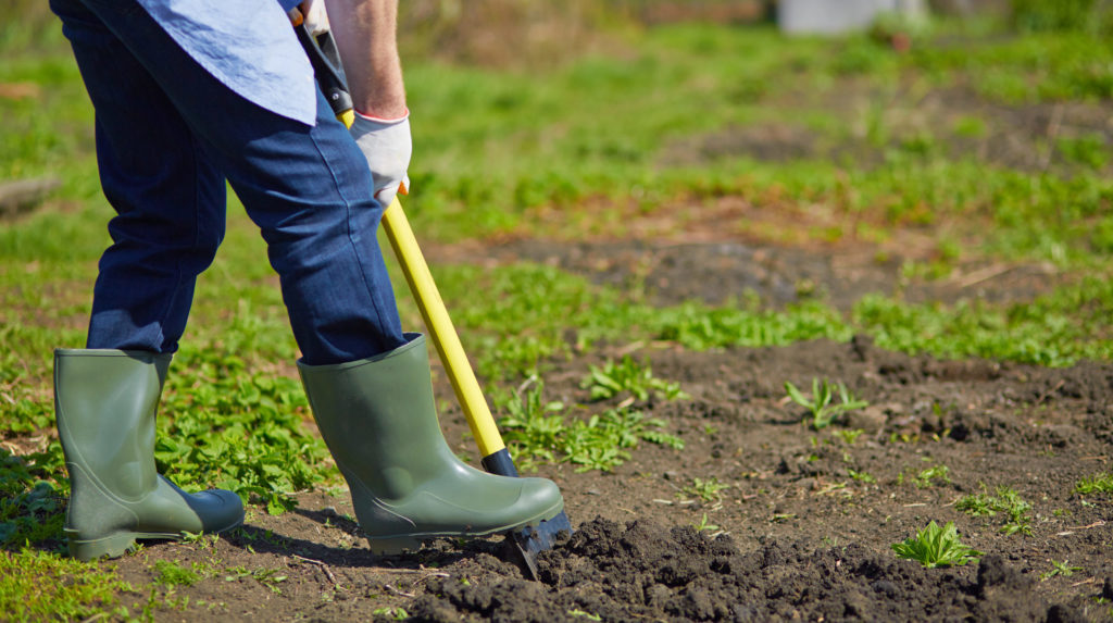 Person digging in the ground.